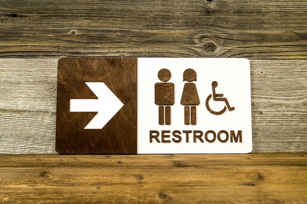 Unisex and Disabled Directional Toilet Door Sign