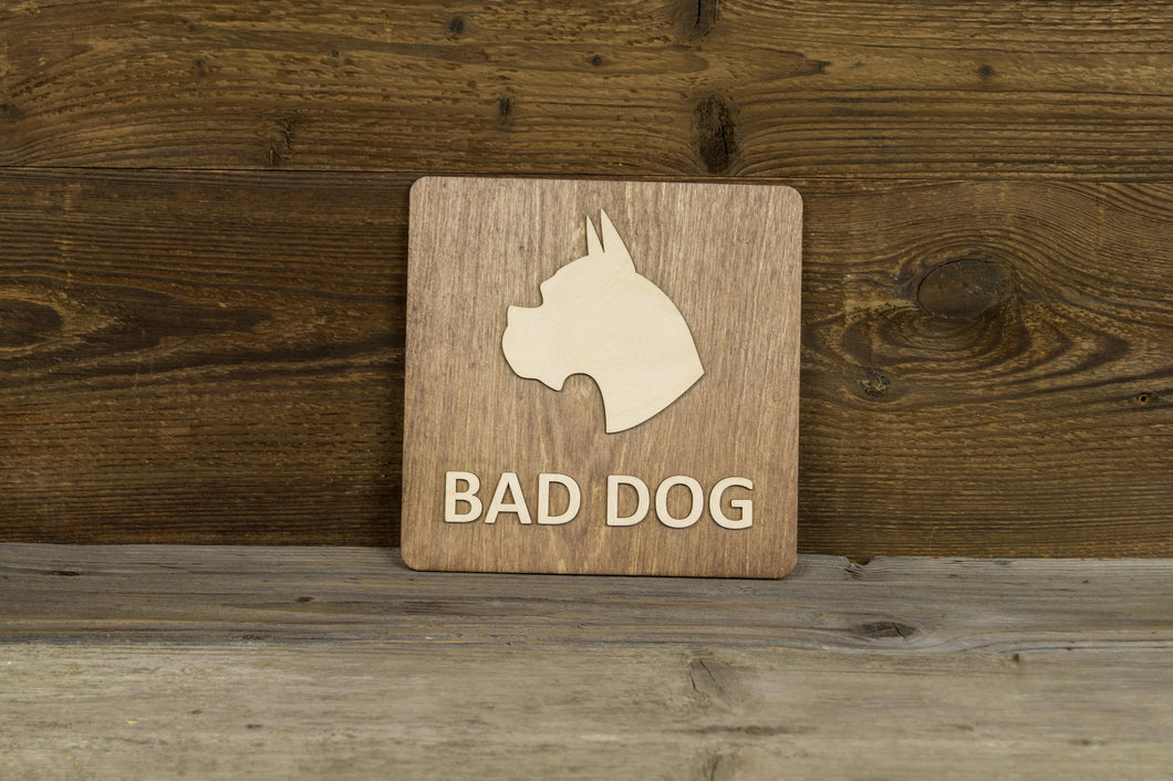 Bad Dog Sign, Door Sign, Danger, Caution, Pet, House Sign