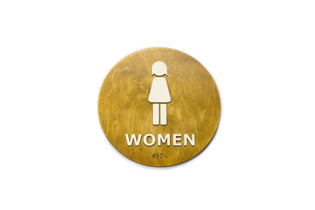 Women Toilet Door Sign With Braille Dots