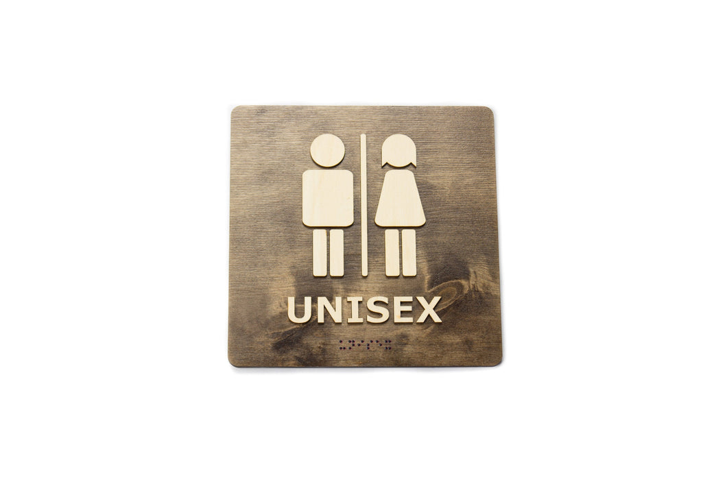 Unisex, Men and Women Toilet Door Sign With Braille Dots