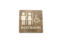 Załaduj obraz do przeglądarki galerii, Men / Women / Disabled Restroom. Toilet Door Sign With Grade 2 Braille.
