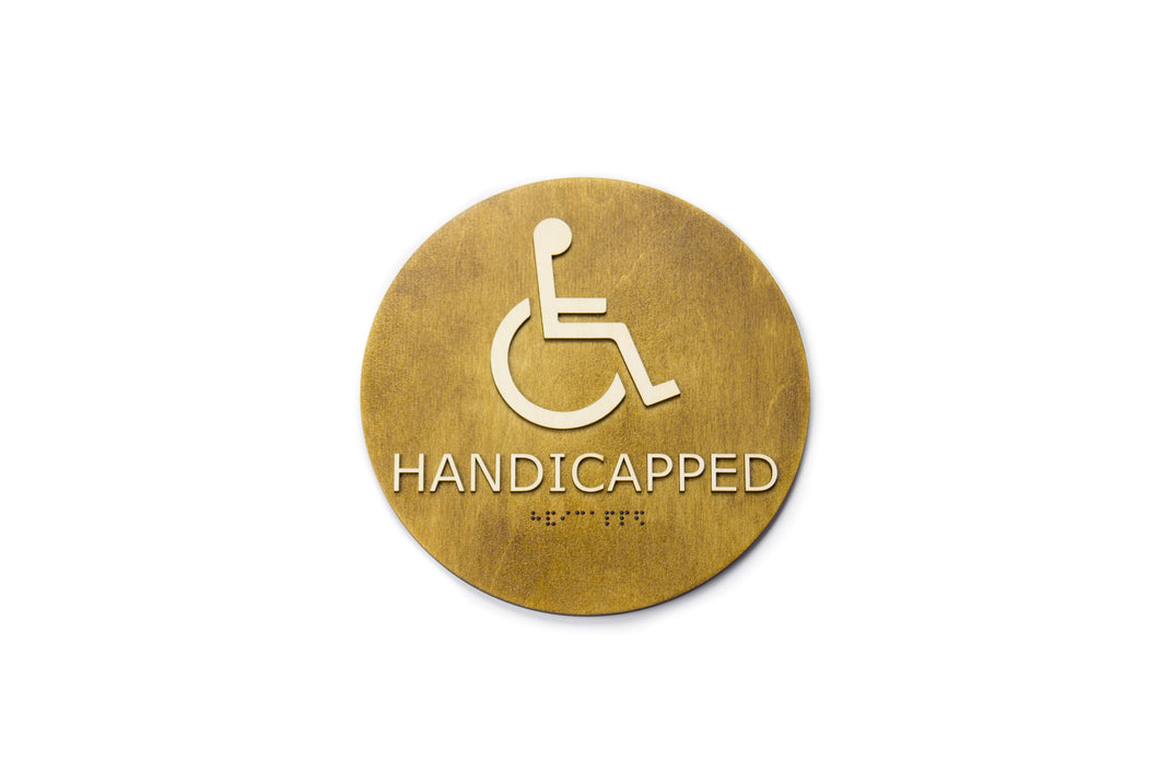 Handicapped Restroom, Toilet Door Sign With Braille Dots