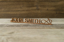 Load image into Gallery viewer, Personalised Wooden Desk Name Plate. Infinity Anchor. Custom last name plate.
