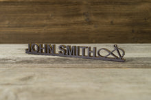 Załaduj obraz do przeglądarki galerii, Personalised Wooden Desk Name Plate. Infinity Anchor. Custom last name plate.

