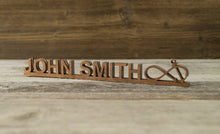 Załaduj obraz do przeglądarki galerii, Personalised Wooden Desk Name Plate. Infinity Anchor. Custom last name plate.
