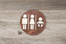 Załaduj obraz do przeglądarki galerii, Round Unisex &amp; Baby Changing Station Restroom Door Sign
