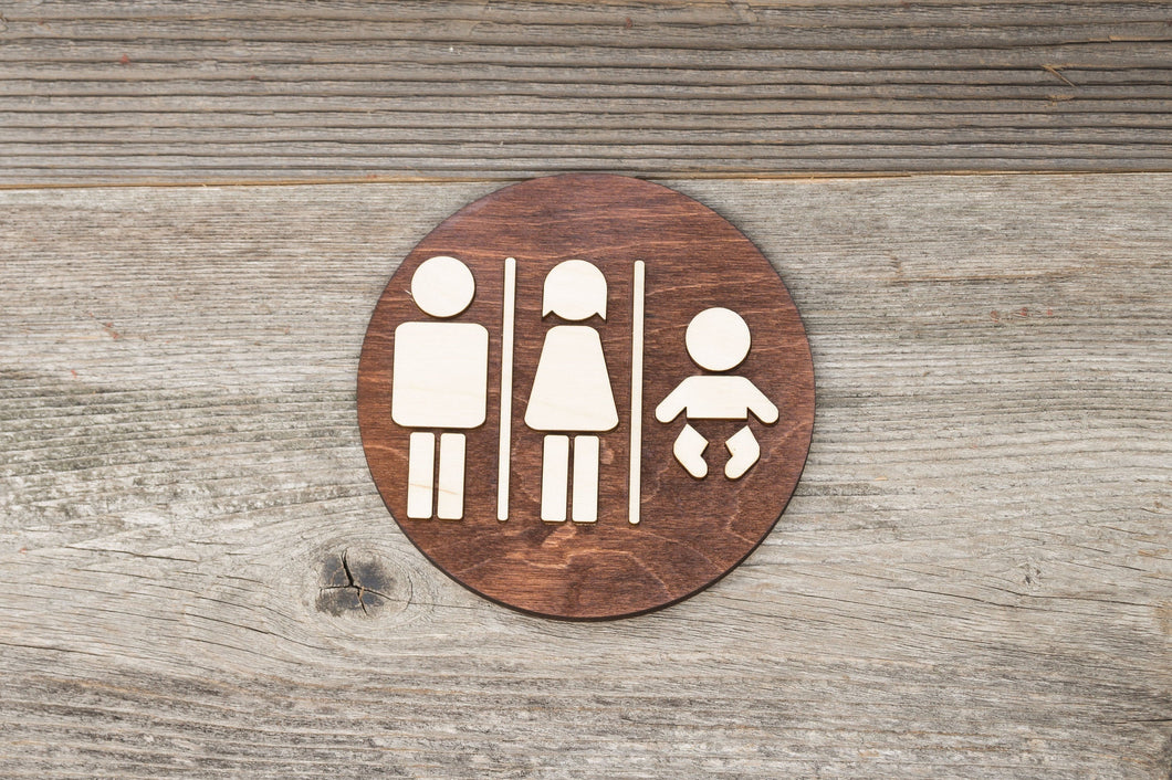 Round Unisex & Baby Changing Station Restroom Door Sign
