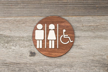 Load image into Gallery viewer, Round Unisex &amp; Handicapped Restroom Door Sign
