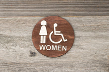 Load image into Gallery viewer, Round Women &amp; Handicapped Restroom Door Sign
