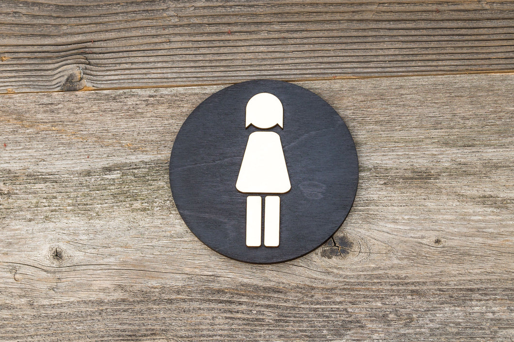 Round Women Restroom Door Sign