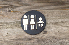 Załaduj obraz do przeglądarki galerii, Round Unisex &amp; Baby Changing Station Restroom Door Sign
