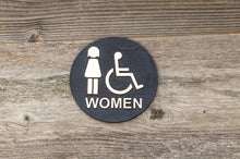 Załaduj obraz do przeglądarki galerii, Round Women &amp; Handicapped Restroom Door Sign
