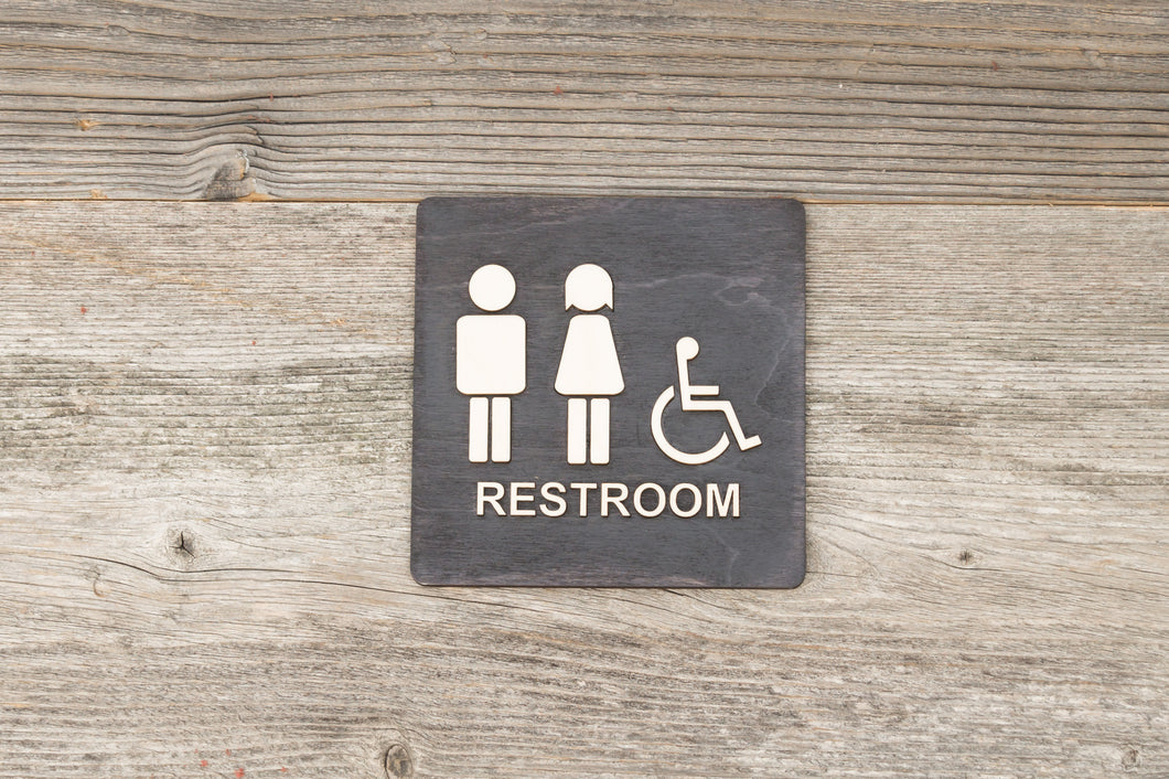 Men, Women & Handicapped Restroom Door Sign