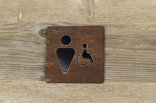 Załaduj obraz do przeglądarki galerii, Men &amp; Handicapped Restroom Door Sign With Mirror Insert
