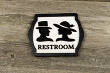 Load image into Gallery viewer, Retro Style All Gender wooden Restroom Door Sign
