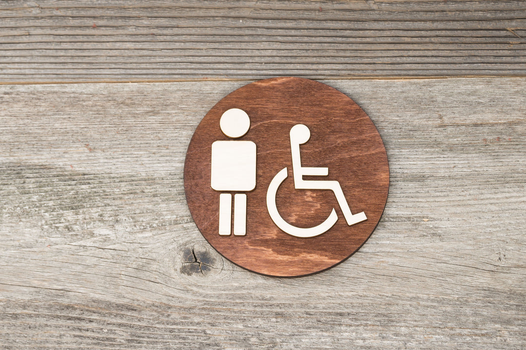 Round Men & Handicapped Restroom Door Sign