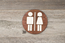 Load image into Gallery viewer, Round Unisex Restroom Door Sign
