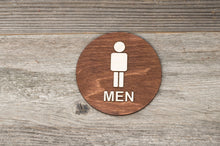 Załaduj obraz do przeglądarki galerii, Round Men Restroom Door Sign with Text
