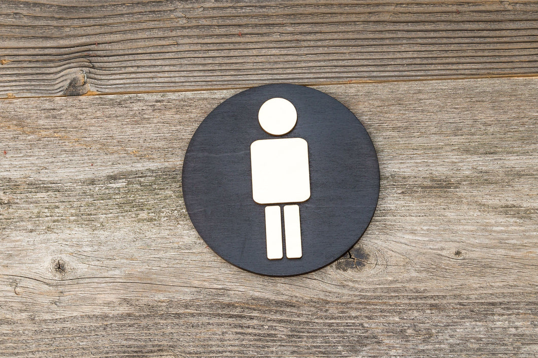 Round Men Restroom Door Sign