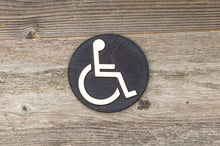 Load image into Gallery viewer, Round Handicapped Restroom Door Sign
