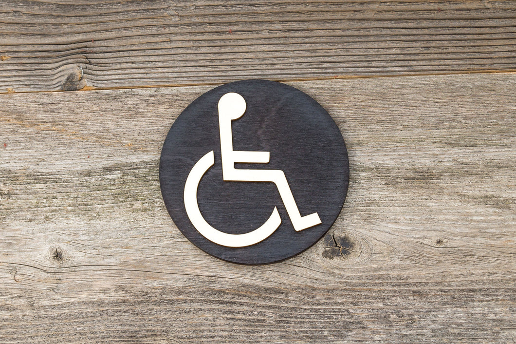 Round Handicapped Restroom Door Sign