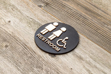 Load image into Gallery viewer, Round Unisex &amp; Handicapped Restroom Door Sign
