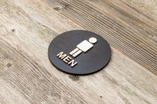 Load image into Gallery viewer, Round Men Restroom Door Sign
