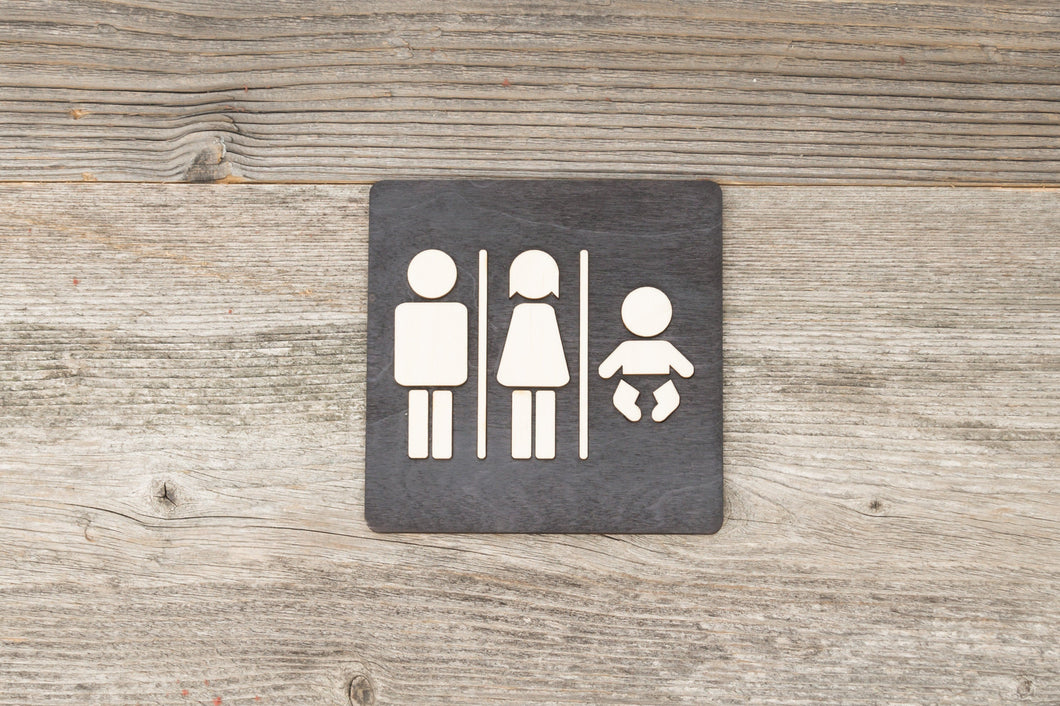 Unisex & Baby Changing Station Restroom Door Sign