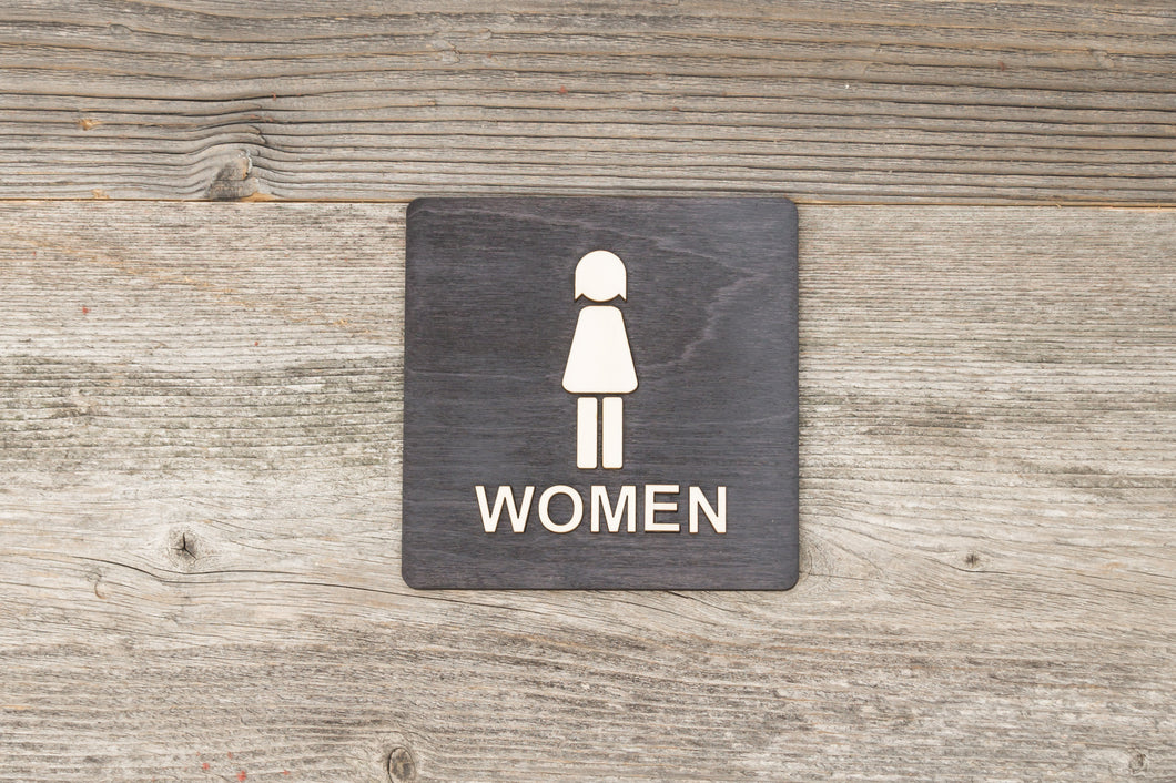 Women Restroom Door Sign. Rustic Toilet Plaque. Handmade WC Sign.