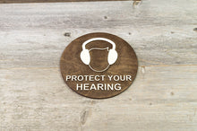 Load image into Gallery viewer, Wear Hearing Protection. Safety Ear Muffs sign.
